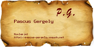 Pascus Gergely névjegykártya